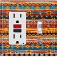 thumbnail image 1 of Metal Light Switch Plate Cover Ethnic Aztec Tribal Art Pattern Orange SFR058, 1 of 13