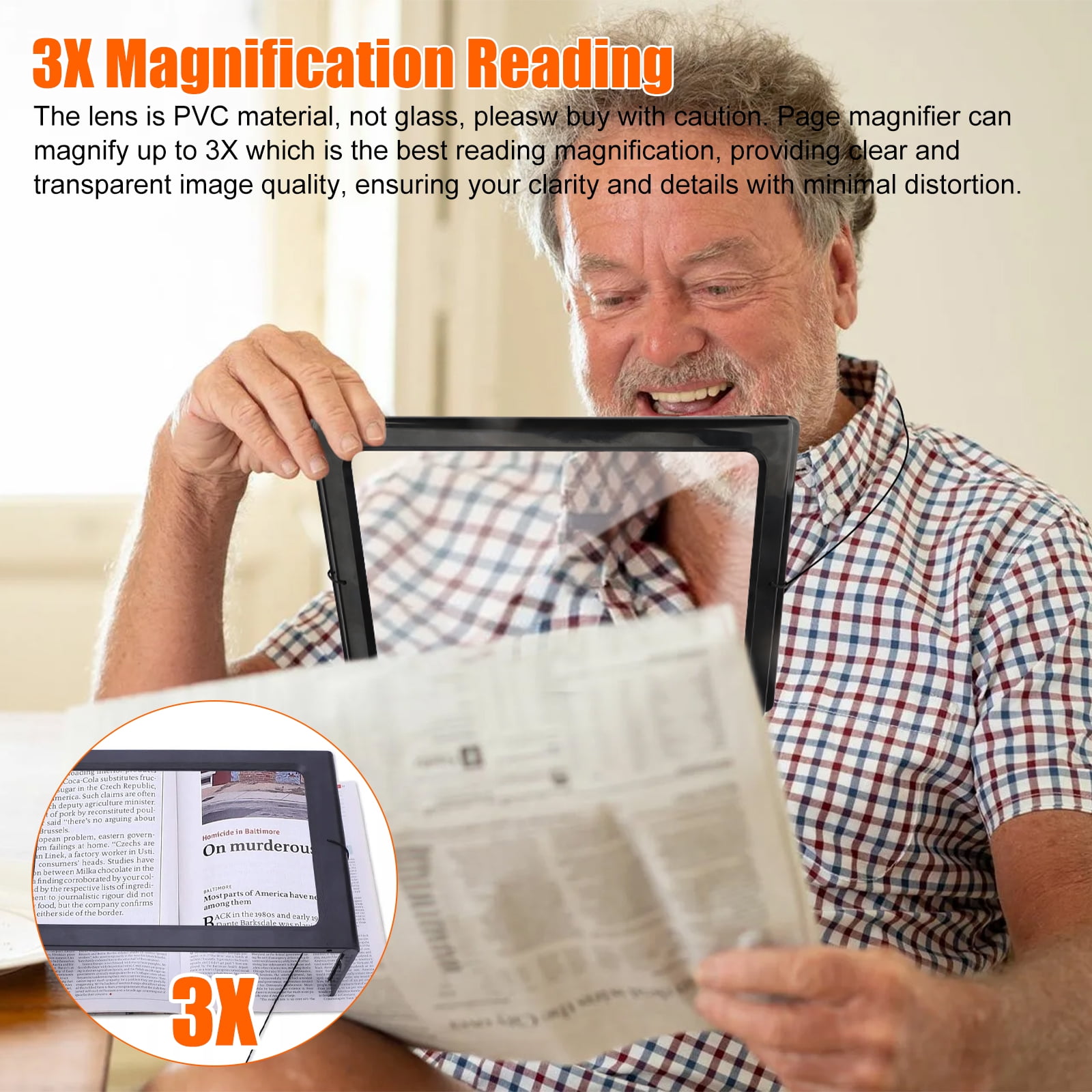1pc Book Magnifier, Magnifying Glass For Reading Large Sheet Magnifier  Reading Aid Glass, 3X Page Magnifying Lens, Reading Magnifier For The  Elderly (Carrying), Magnifying Lens Single Lens