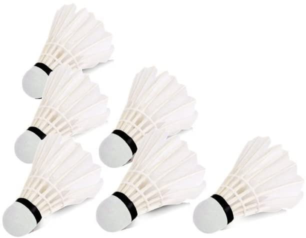 Durable Training Sport White Feather-Badminton Balls Game Match Shuttlecocks x 6 
