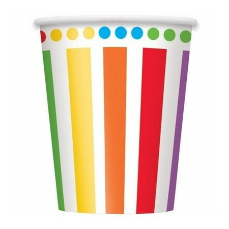 9oz Paper Party Cups, Rainbow, 8ct