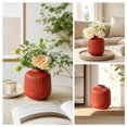 thumbnail image 4 of Solid Color Vase for Home Decor,Lightweight Ribbed Vase for Artificial Bouquets Farmhouse Table Shelf Decoration,Red, 4 of 7
