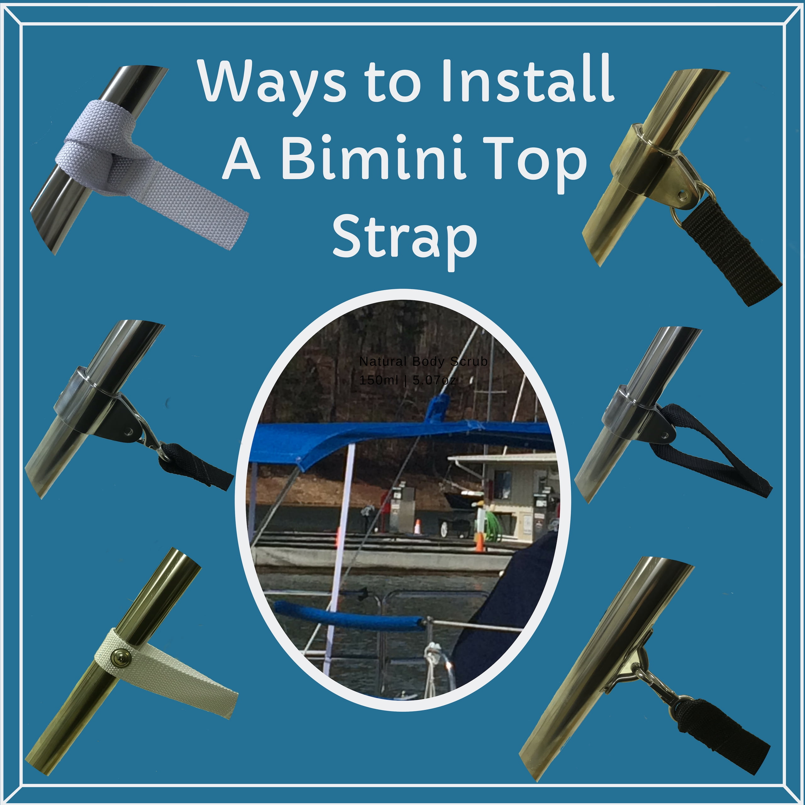 Heavy Weight Adjustable Bimini Top Straps 36"-58" Stainless Hooks 