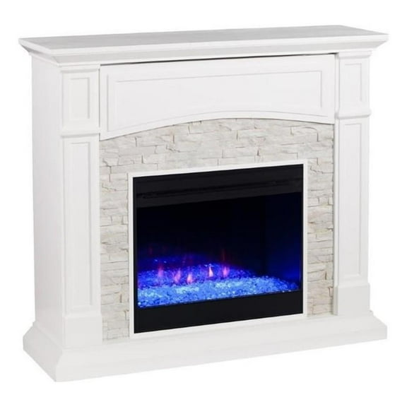 Bowery Hill Engineered Wood Color Changing Electric Fireplace in White
