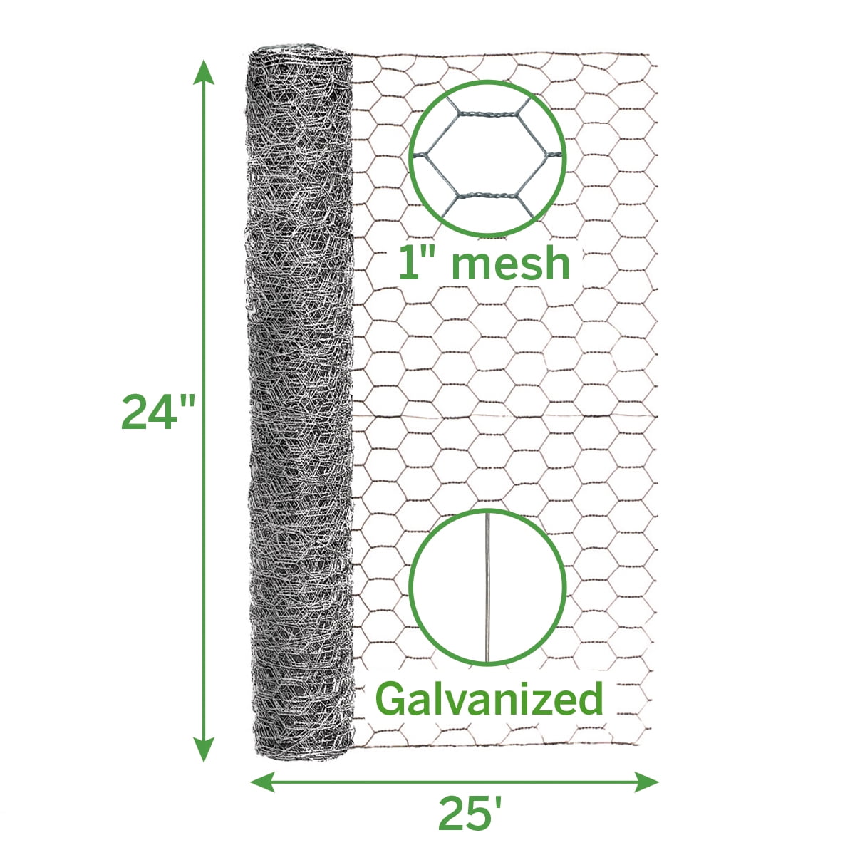 Garden Craft 24in H x 25ft L Roll of Chicken Wire with 1in Openings