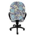 thumbnail image 3 of Floral Office Chair Slipcover, Hand Drawn Like Wild Roses Flowers Leaves Ornamental Garden Print, Protective Stretch Decorative Fabric Cover, Standard Size, Lavender Blue and Multicolor, by Ambesonne, 3 of 5