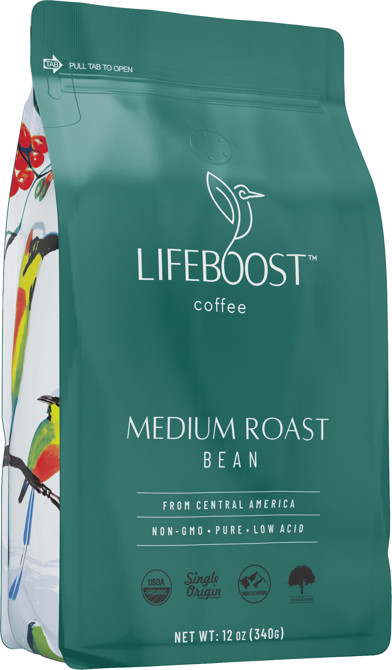 Lifeboost Coffee Medium Roast Coffee Beans, Organic, Low Acid, Non