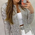 thumbnail image 1 of Cardigan Femme Manches Longues Manteau à Sequins Brillant Ouvert devant Veste Décontractée Femme, 1 of 4