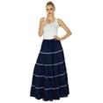 thumbnail image 2 of Bimba Jupe Longue Évasée en Coton pour Femmes Boho Maxi Bas Taille Élastique Vêtements, 2 of 4