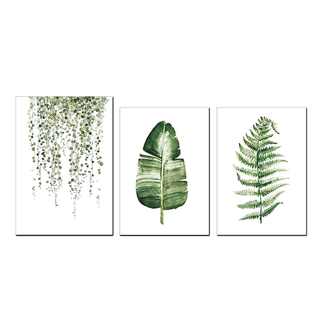 Decoración de pared, 3 piezas/juego de pintura en lienzo con imagen de pared verde de estilo rural, eficiencia óptima