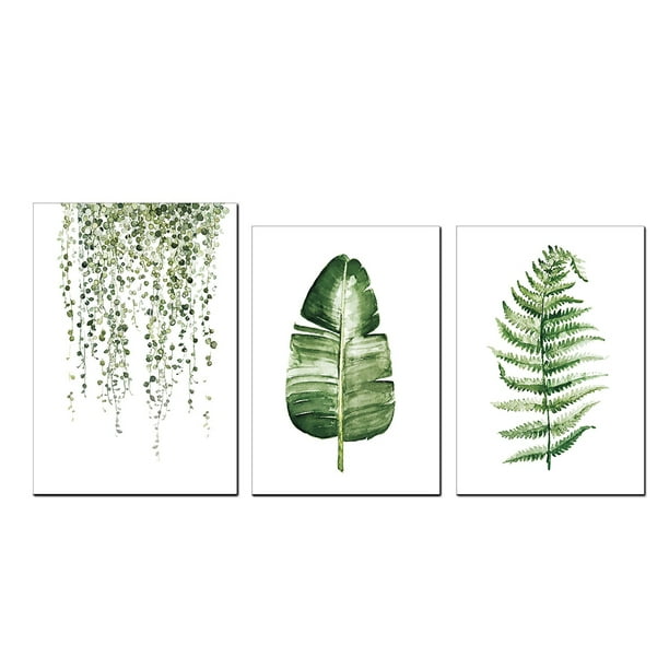 Decoración de pared, 3 piezas/juego de pintura en lienzo con imagen de pared verde de estilo rural, eficiencia óptima