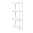 thumbnail image 4 of Estante de torre de baño, estante de almacenamiento independiente de plástico, organizador, estantería multifuncional para sala de estar, dormitorio, cocina, blanco, 4 capas, 4 of 12