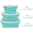 thumbnail image 2 of 3 Pack Collapsible Food Storage Containers with Lid Foldable Rectangle Storage Bowl Silicone Food Bow for Lunch Rv Accessories Microwave Freezer Safe(Blue), 2 of 7