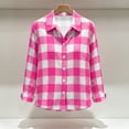 thumbnail image 4 of Luivaraty Flannel Plaid Shirts for Women Button Down Lapel Tops Fashion Casual Long Sleeve Dressy Shirts，S-2XL, 4 of 7
