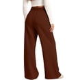 thumbnail image 5 of CYRBOKO Girls Sweatpants with Pockets, Relaxed Fit Soft Elastic Waist Casual Wide Leg Pants Coffee Size 11-12 T, 5 of 6