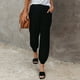 thumbnail image 2 of Pantalones casuales con cordón para mujer talla grande - Cintura elástica, bolsillos, poliéster, corte holgado, aptos para el día a día, la playa y para dormir, para todas las estaciones, 2 of 8