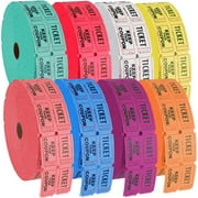 8-Tickets Roll of 2000 Double Tickets, (16,000) 50/50 Raffle, Carnival, Auction, Fundraiser, Bingo or Drink Tickets, Assorted Colors