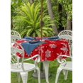 thumbnail image 2 of Outdoor Tablecloth with Umbrella Hole and Zipper, Red White Snowflake Christmas Round Table Cloth 54 Inch Waterproof Tablecloth, Winter Xmas Snowflakes Picnic Table Cover for Patio Camping, 2 of 7