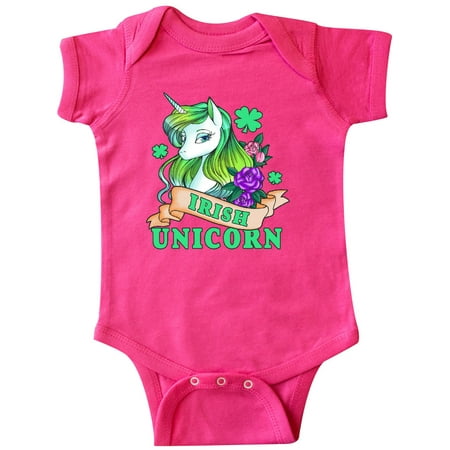 

Inktastic St Patricks Day Irish Unicorn Illustration with Shamrocks Gift Baby Boy or Baby Girl Bodysuit