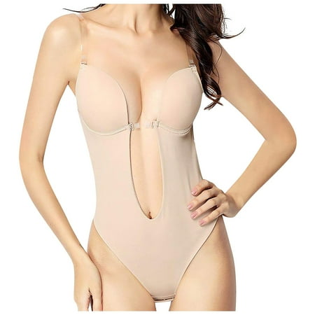 

BIZIZA Womens Jumpsuit Plus Size Bodysuit Shapewear Sleeveless Tops Tummy Control Slimmer One Piece Shaper Khaki L