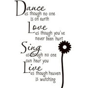 Outgeek Dance Love Sing Live Wall Sticker Letter Quotes Decals Removable Stickers Decor Vinyl Art Stickers for Living Room Bedroom Home