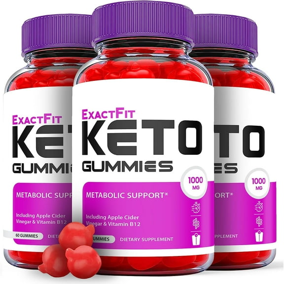 (3 Pack) Exact Fit Keto ACV Gummies - Supplement for Weight Loss - Energy & Focus Boosting Dietary Supplements for Weight Management & Metabolism - Fat Burn - 180 Gummies