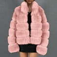 thumbnail image 2 of Odeerbi Faux Furry Coat for Women 2025 Warm Jacket Winter Solid V-neck Outerwear Hot Pink, 2 of 5