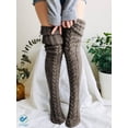 thumbnail image 3 of Deago Women's Cable Knitted Thigh High Boot Socks Long Winter Over Knee Stockings Leg Warmers (Deep Gray), 3 of 5