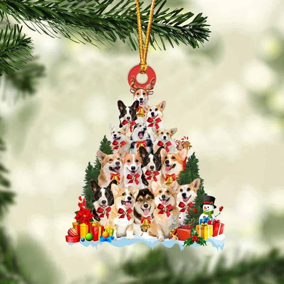 Acrylic 2D FLAT Corgi Dog Christmas Tree Ornament Dog Gifts Acrylic Ornament Dog Gifts Acrylic Ornament