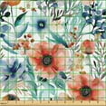 thumbnail image 2 of Ambesonne Flowers Fabric by the Yard Upholstery, Spring Blooming Floral Art, 1 Yard, Dark Coral Ceil Blue, 2 of 5