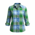 thumbnail image 4 of Luivaraty Womens Flannel Plaid Shirts Long Sleeve Blouse Soft Fashion Casual Button Down Lapel Outwear Tops,S-2XL, 4 of 6