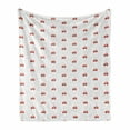 thumbnail image 1 of Cartoon Soft Flannel Fleece Throw Blanket, Continuous Nursery Themed Pattern with Rounds Hearts and Cars, Cozy Plush for Indoor and Outdoor Use, 70" x 90", Vermilion Baby Blue, by Ambesonne, 1 of 5