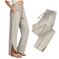 thumbnail image 5 of CYYOLLPF Cotton Capri Pants for Women Paper Bag Pants Hiking Capris for Women Lounge Sweatpants Pull on Pants Beach Pants for Women Gaucho Pants for Women Long Lounge Pant Gray M, 5 of 7