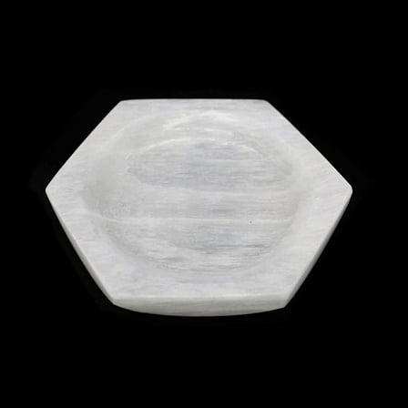 Soul Sticks 5 inch Hexagonal Bowl Plate Selenite Charging Plates For Smudge & Crystal Charging Ethically Sourced in Morocco Crystal for Smudging and Reiki