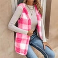thumbnail image 4 of Guieoi Plus Size Jackets Clearance Woman Fashion Plaid Jacket Sleeveless Hooded Pocket Coat Jackets Vest Pink Black*Friday/Cyber*Monday Clearance, 4 of 8