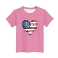 thumbnail image 4 of ITSAME 4th of July T-Shirts for Boys, Short Sleeve Independence Day Print Crewneck Kids Patriotic Graphic Tee Pink Size 3-4T, 4 of 5