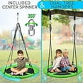 thumbnail image 2 of SereneLife 40” Flying Saucer Swing with Hang Kit and Center Spinner, Hanging Tree Round Circular Play Set w/ Rope Straps, Cushion Padded Metal Frame, Polyester Fabric Seat, for Kids & Adult, 2 of 3