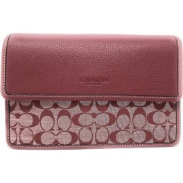 Coach Sullivan Wine Chambray Canvas Pebbled Leather