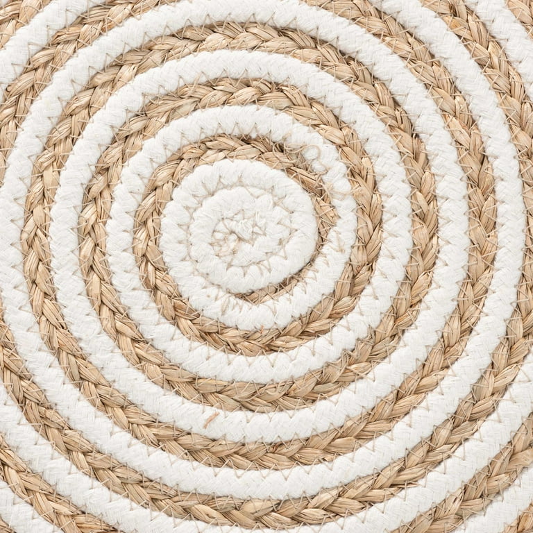 Pouf Ottomano Da Esterno Intrecciato A Mano Materiale Sintetico Accessori Da Giardino 70 Cm Beige Chiaro Mithi 85138753