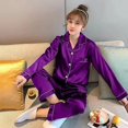 thumbnail image 1 of Pijamas de marca de lujo para mujer, conjunto de pijamas de satén para pareja, de manga larga, talla grande 5XL, otoño, 1 of 2
