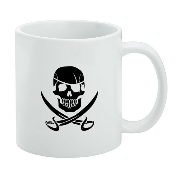 Pirate Skull Crossed Swords Jolly Roger White Mug