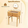 thumbnail image 3 of Costway Coiffeuse avec Miroir Réglable Table de Maquillage en Bambou 2 Tiroirs, 3 of 9