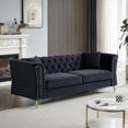 thumbnail image 5 of Atumon 82"L Sofa Couch, 3-Seat Couches and Sofas, Modern Velvet Upholstered Sofa with 2 Pillows and Metal Legs, Heavy Duty Couch Furniture for Home Living Room, 81.8"L x 31.8"W x 29.5"H, Black, 5 of 10