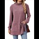 thumbnail image 3 of Camisas de Larga para Mujer, Blusas Túnica Casuales de Cuello Alto Rojo Púrpura XL, 3 of 10