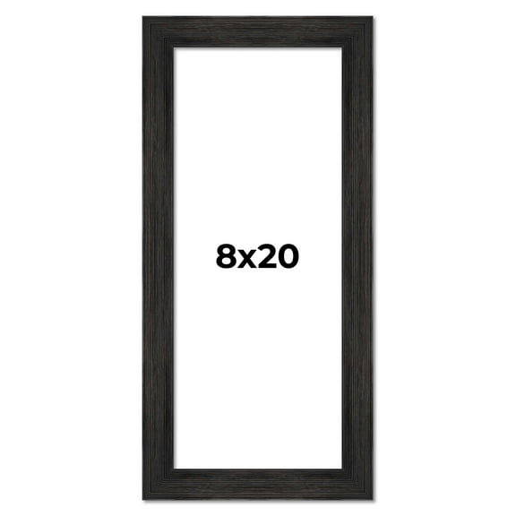 8x20 Distressed/Aged Black Wood Picture Frame - UV Acrylic, Foam Board Backing, & Hanging Hardware Included!