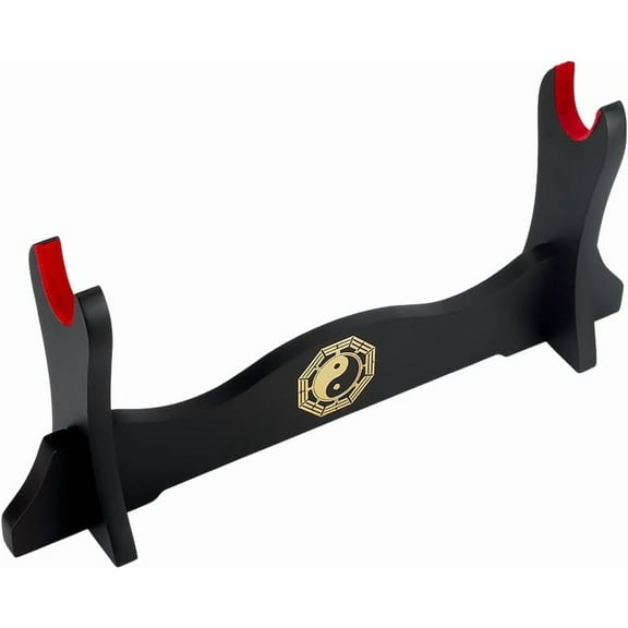 Katana Holder Wood Stand with Taichi Pattern Wooden Rack Samurai Swords Display Stand Black Display Stands with Red Edge for Katana Wakizashi and Tanto - 1 Tier diy