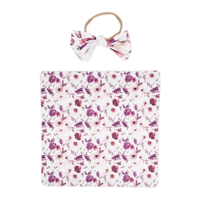 Manta Receptora Para Recién Nacido, Conjunto De Diadema Con Estampado De Flores, Mantas Receptoras Para Bebé