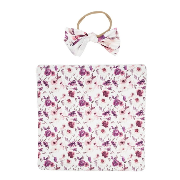 Manta Receptora Para Recién Nacido, Conjunto De Diadema Con Estampado De Flores, Mantas Receptoras Para Bebé