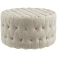 thumbnail image 2 of HOMCOM Button Tufted Ottoman Foot Stool with Velvet-feel Upholstery, Beige, 2 of 9