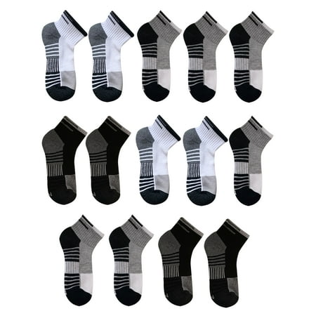 Athletic Works Boys Socks, 12+2 Bonus Pack Ankle Half Cushioned, Sizes S-L