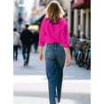 thumbnail image 4 of Camisa de Larga con Botones para Mujer, Corte Clásico, Blusa para Oficina y Trabajo. Rosa Roja XL, 4 of 6